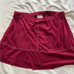 Maroon suede mini skirt